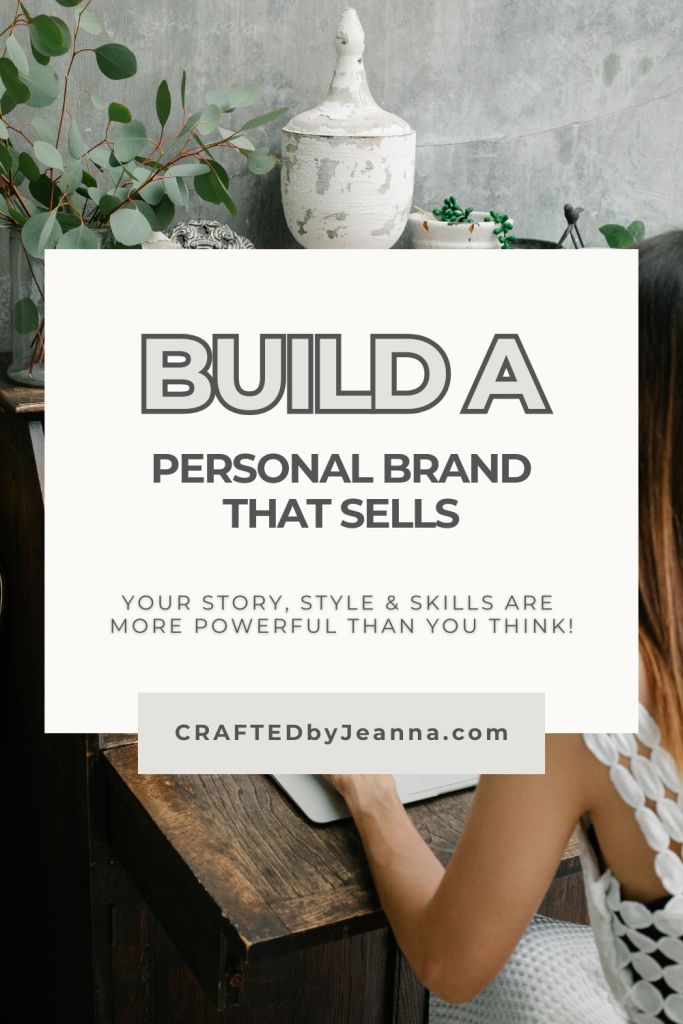 aesthetic image of a workspace with the title overlayed building a personal brand that sells